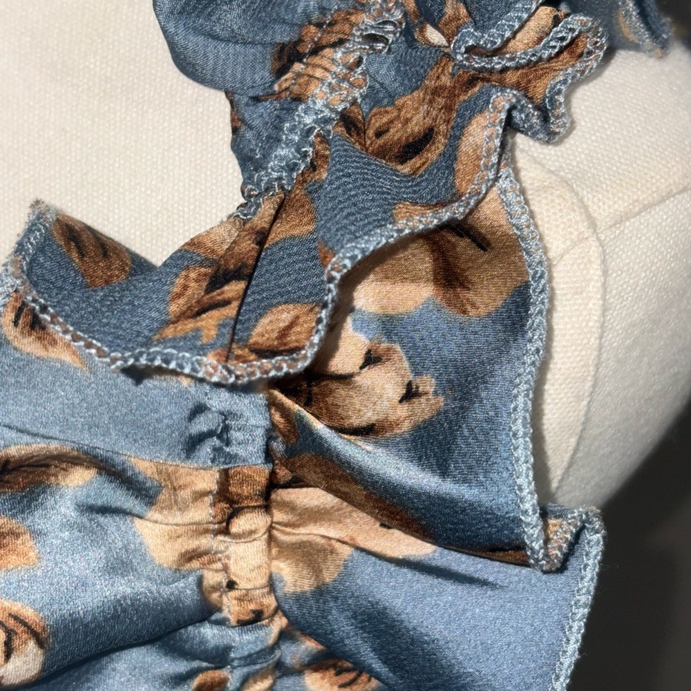 Boho glam Floral corset crop top/ ruffle straps/ lace up back #western#romantic - Picture 4 of 6